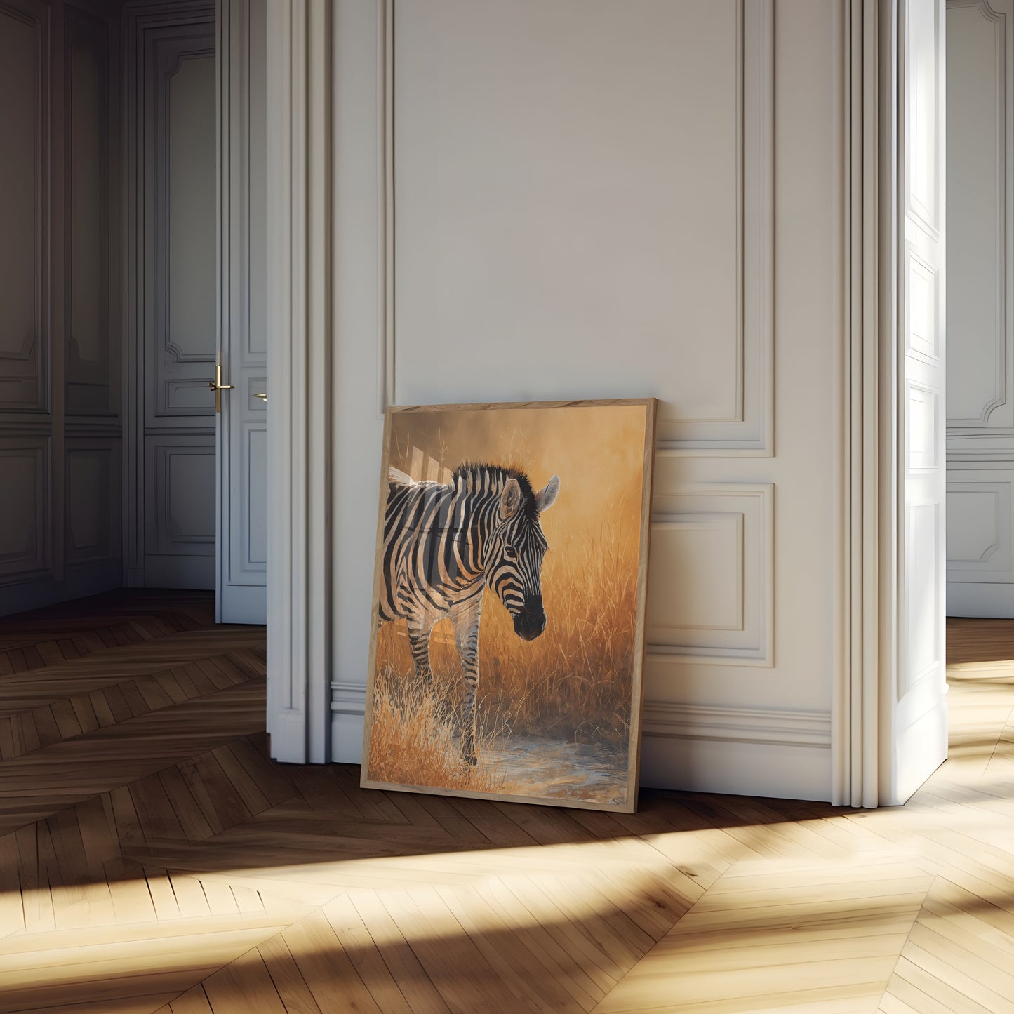 Golden Savanna Zebra Poster