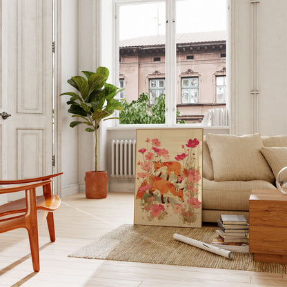 Ræve i Cosmos-blomster plakat