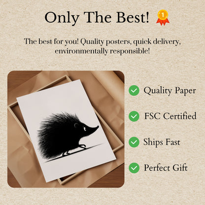 Poster Stekelige Silhouet Zwarte Egel