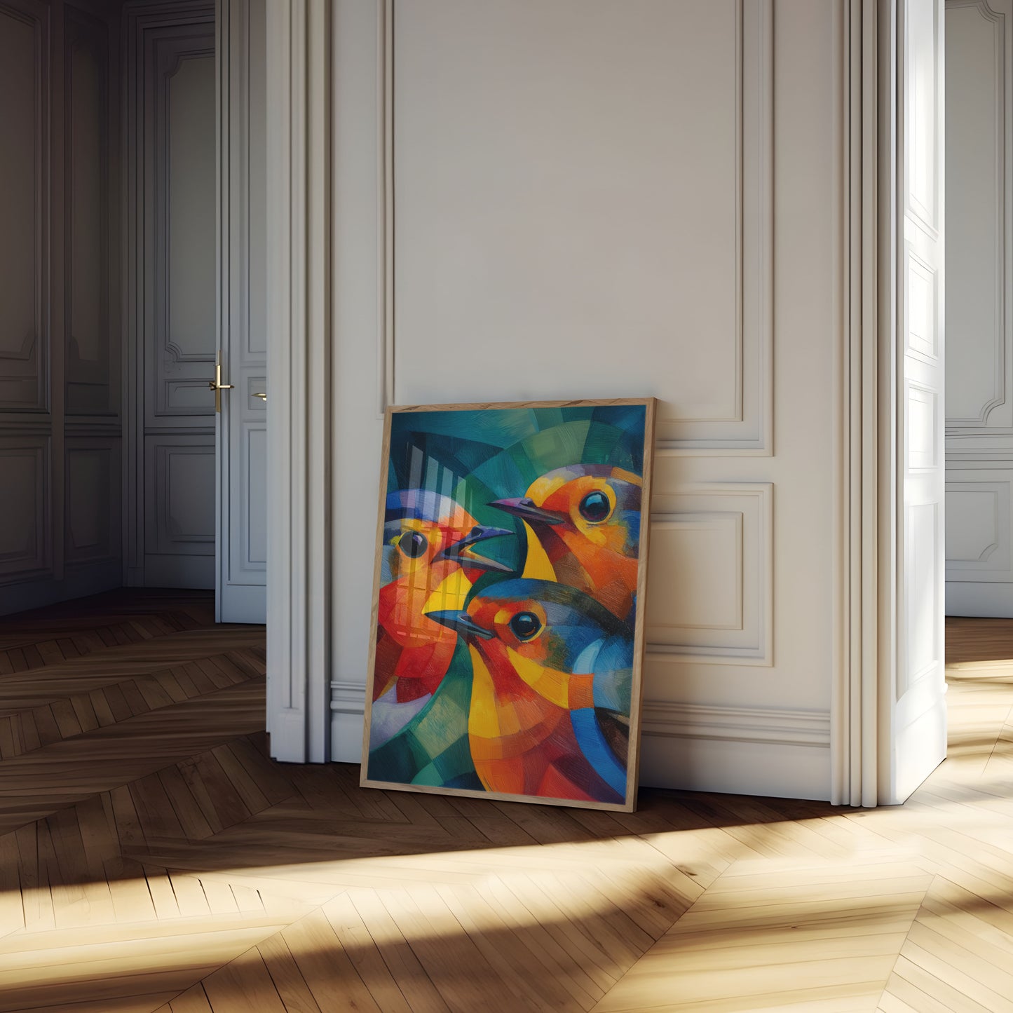 Colorful Geometric Birds Poster