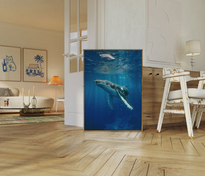 Majestic Humpback Whale Underwater Poster