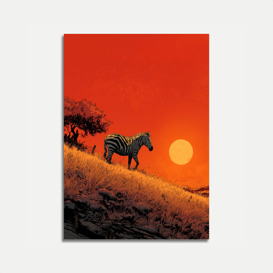 African Sunset Zebra Poster