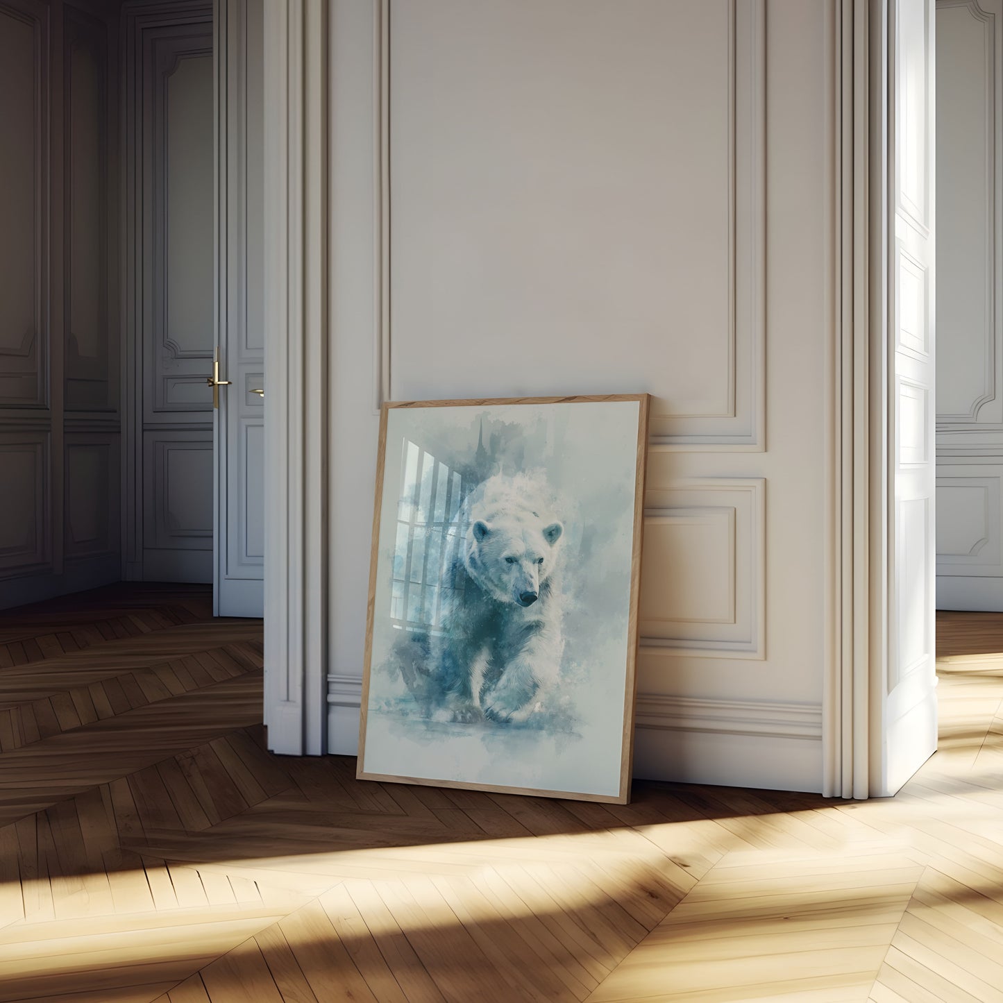 Póster etéreo de oso polar invernal