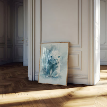 Póster etéreo de oso polar invernal