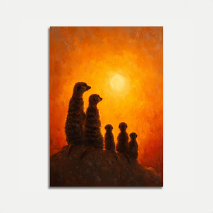 Affiche Coucher de Soleil Famille Suricate