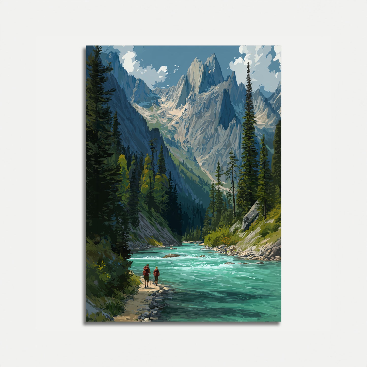 Póster de naturaleza salvaje de río de montaña