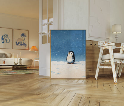 Lone Penguin Winter Poster