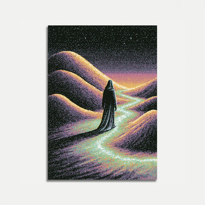 Mystic Traveler in Starlit Mountains Poster