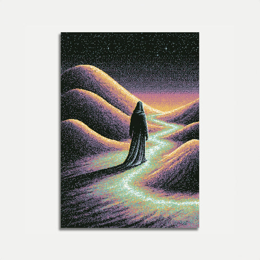 Mystic Traveler in Starlit Mountains Poster