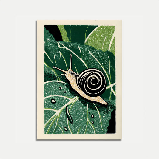 Tuinslak op Bladeren Poster