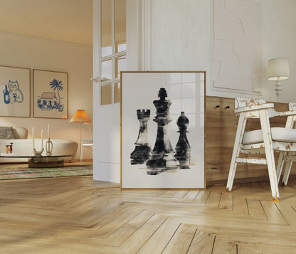 Plakát s kouřovými šachovými figurkami