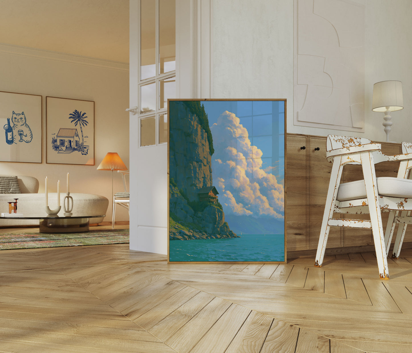 Clifftop House by the Sea Poster