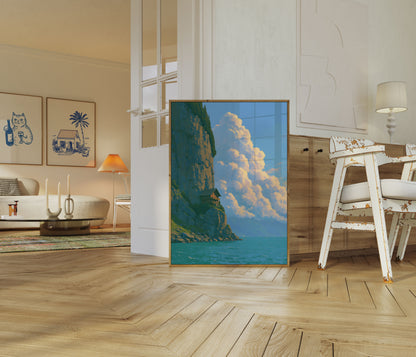 Clifftop House by the Sea Poster