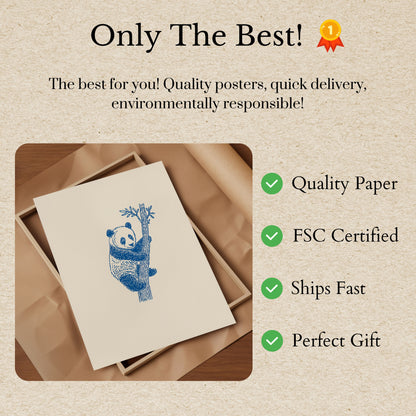 Blue Panda Tree Climb Poster