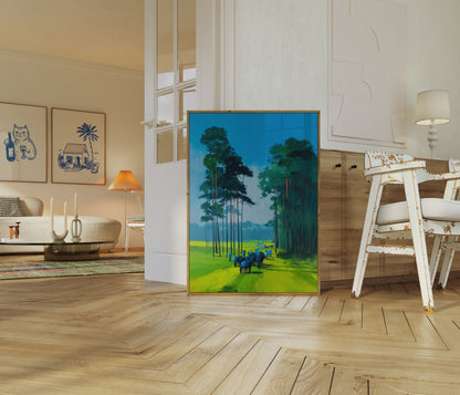 Blå Hjord Skovlandskab Plakat