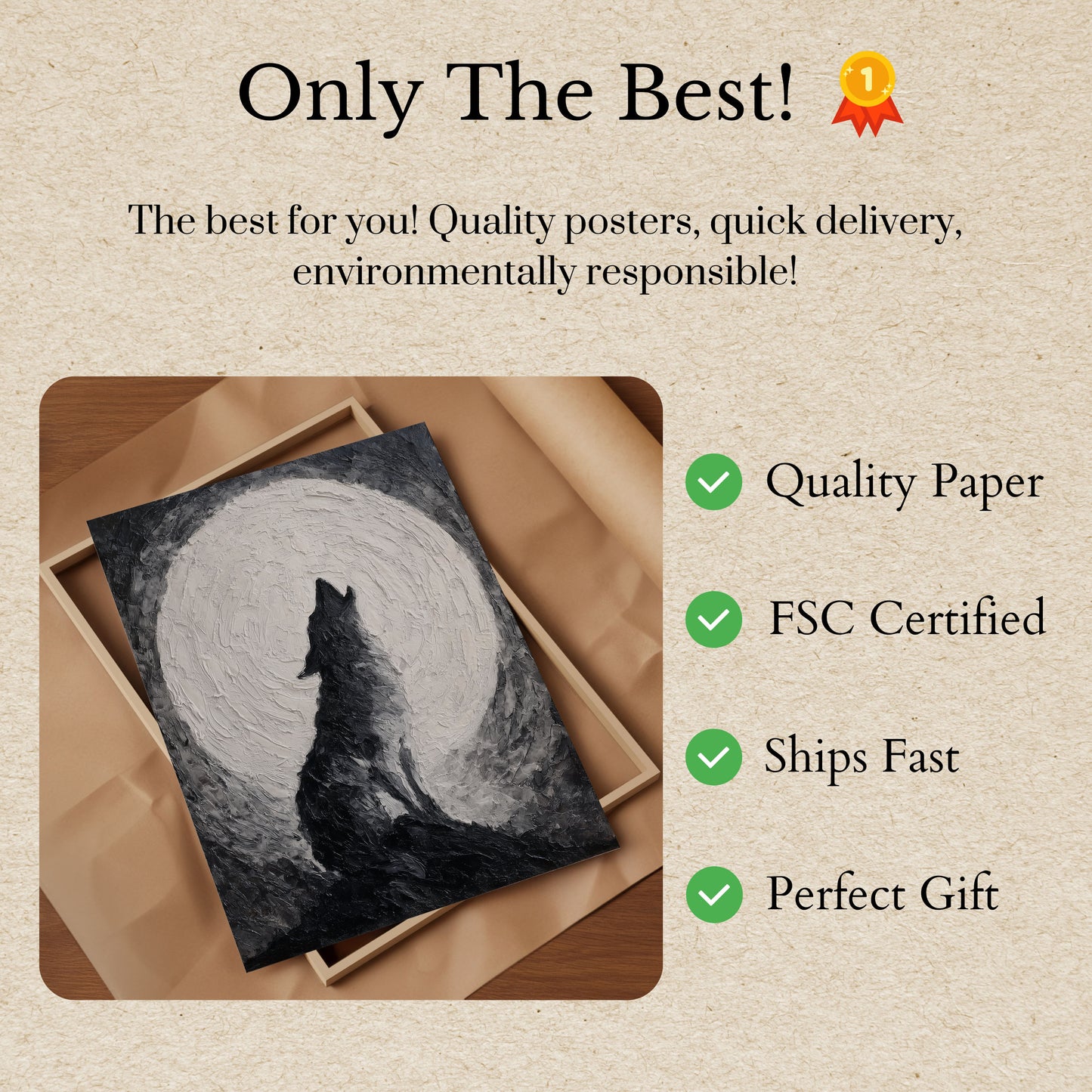 Moonlit Wolf Silhouette Poster