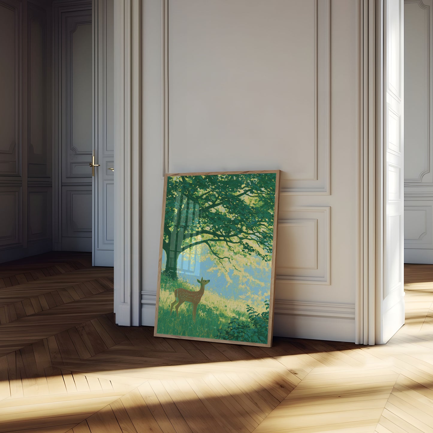 Deer Under the Golden Tree Poster