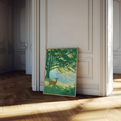 Deer Under the Golden Tree Poster