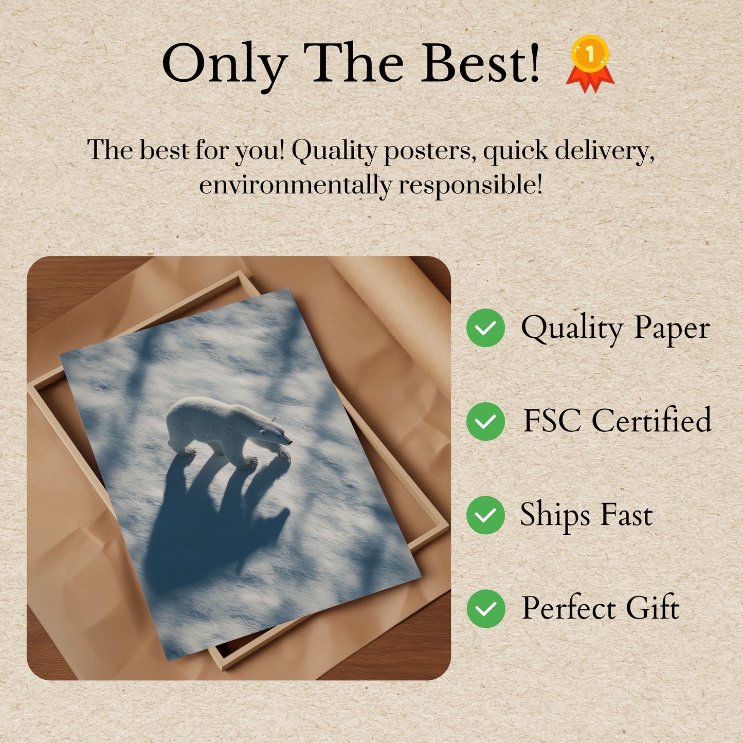 Póster de la sombra de un oso polar solitario