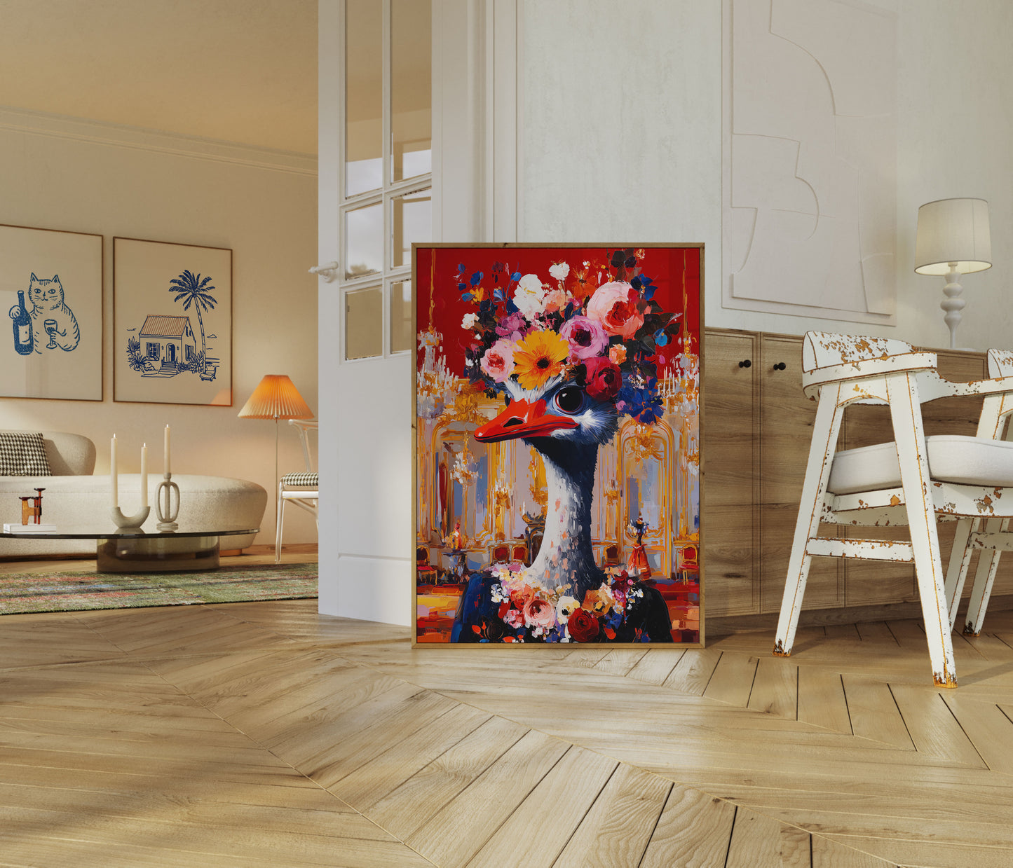Floral Ostrich Elegance Poster