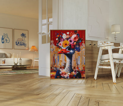 Floral Ostrich Elegance Poster
