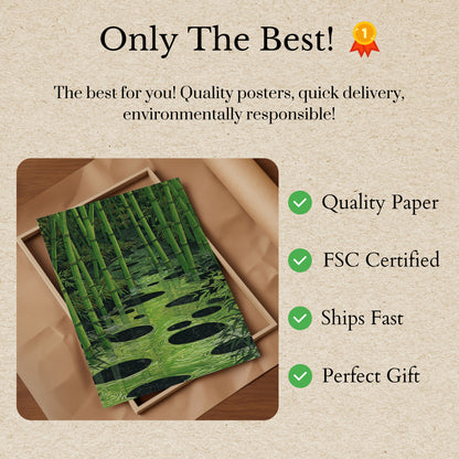 Affiche Reflet d'Eau de Forêt de Bambou