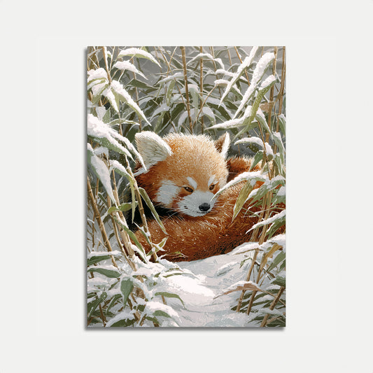 Red Panda in Winter Snow Poster