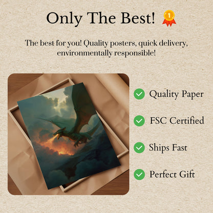 Emerald Dragon's Fiery Flight Poster