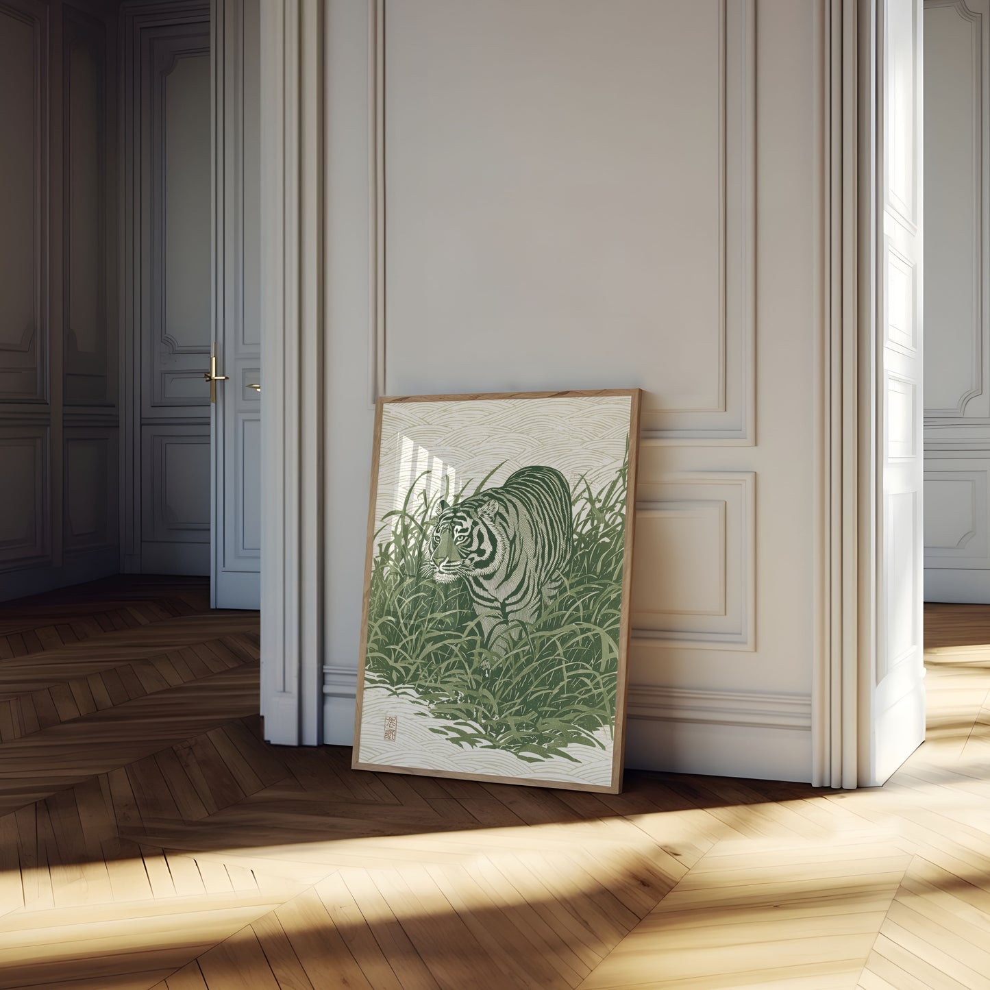 Emerald Tiger Wild Grass Poster