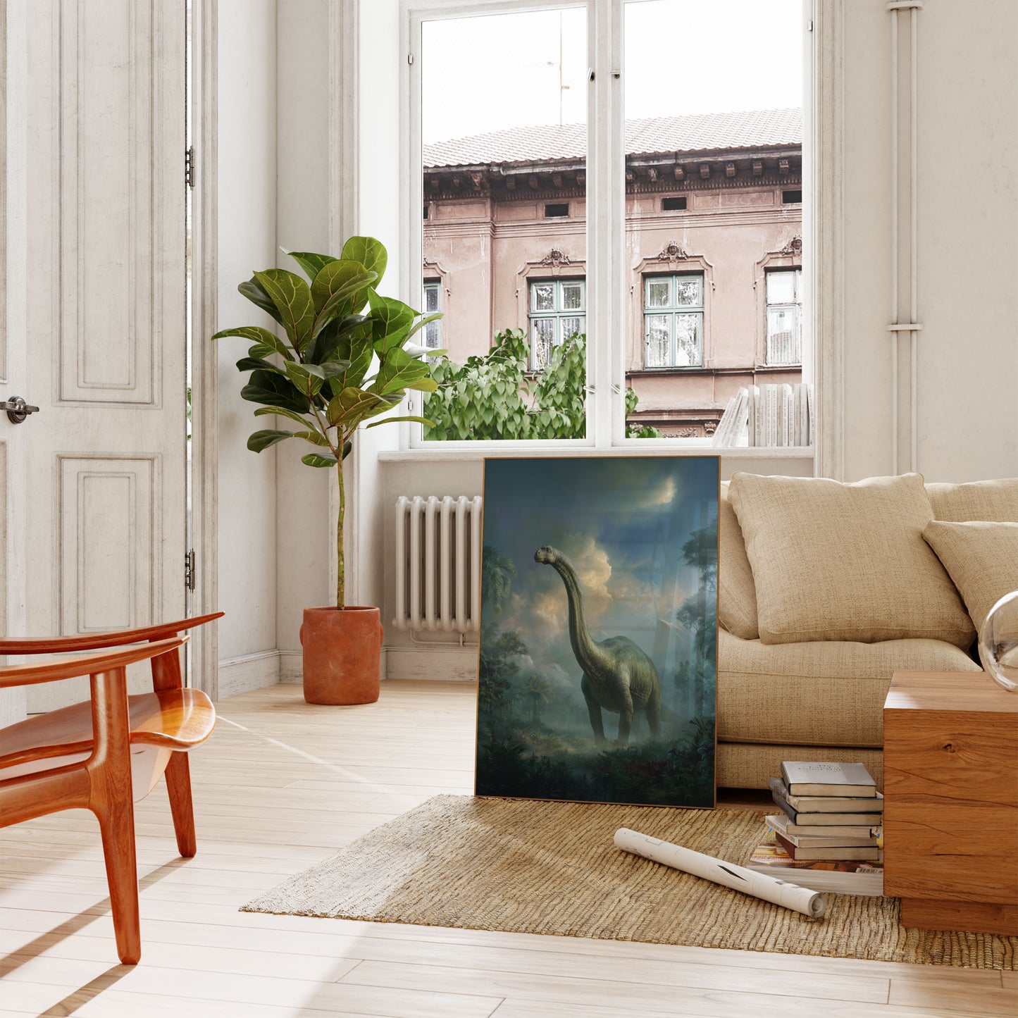 Ancient Brontosaurus Landscape Poster