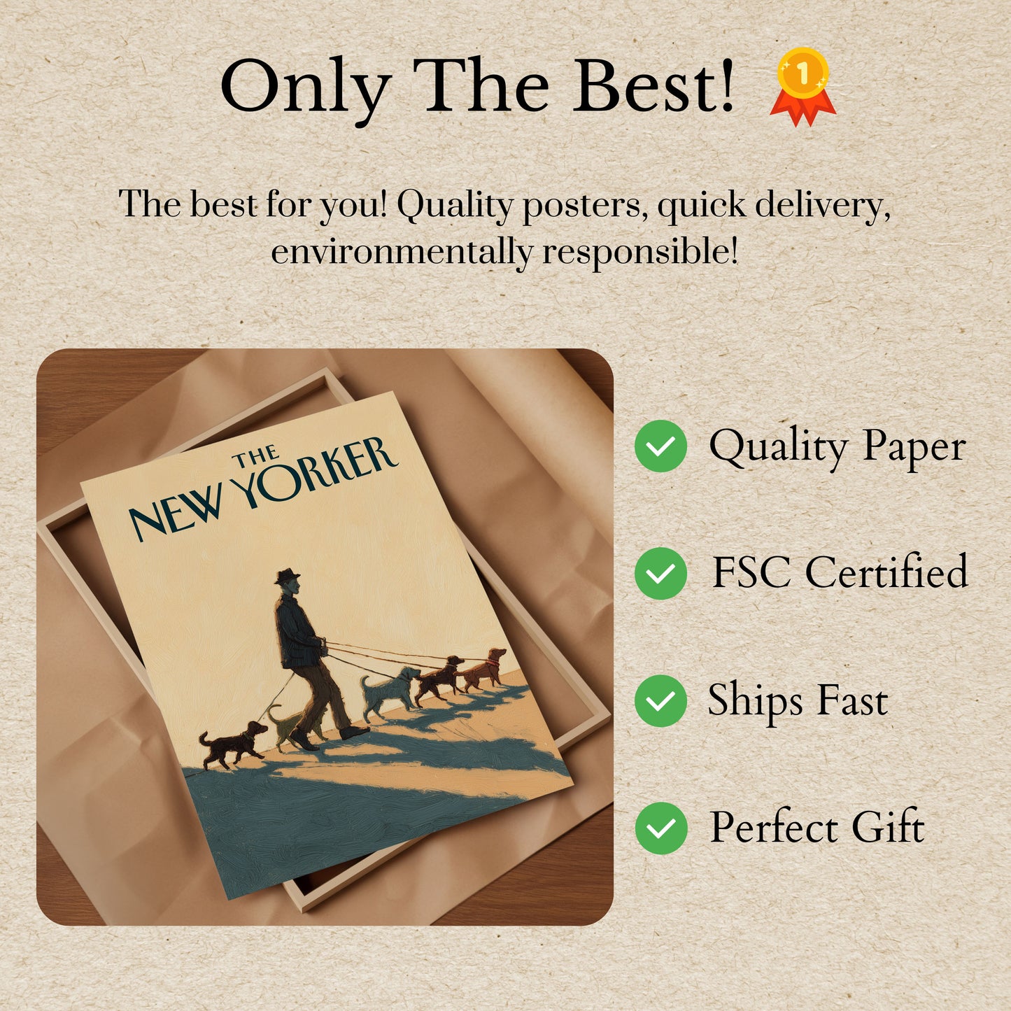 Dog Walker New York Sunset Poster