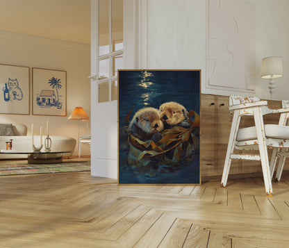 Poster di Lontre Marine che si Tengono per Mano