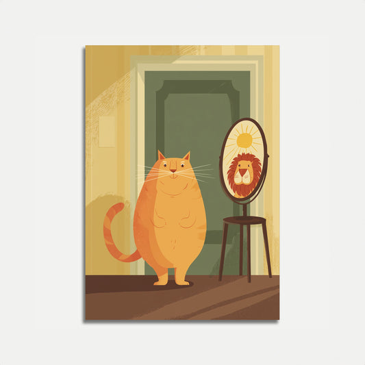 Cat Looking in Mirror Poster