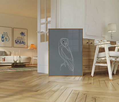 Poster di Gufo Lineare Elegante