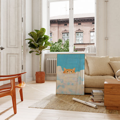 Orange kat i skyer plakat
