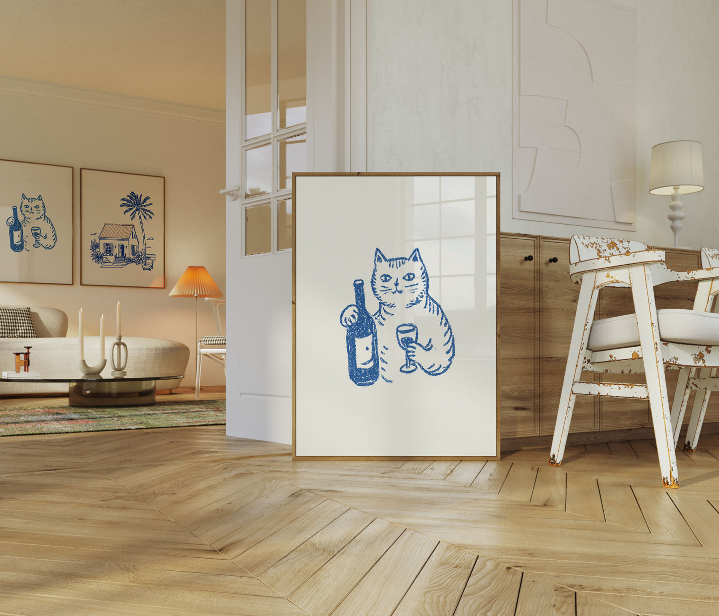 Chubby Cat Wine Night Poster