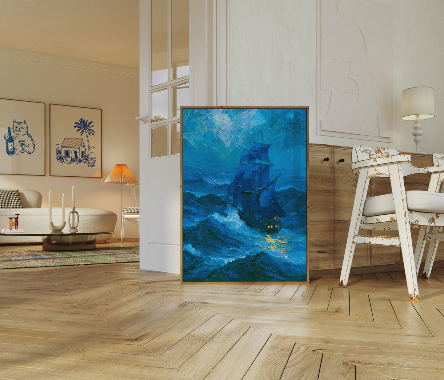 Poster Onda Tempesta Oceano Vela
