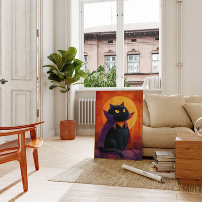Vampire Cat Under Moon Poster