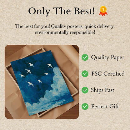 Birds Flying Over Ocean Poster