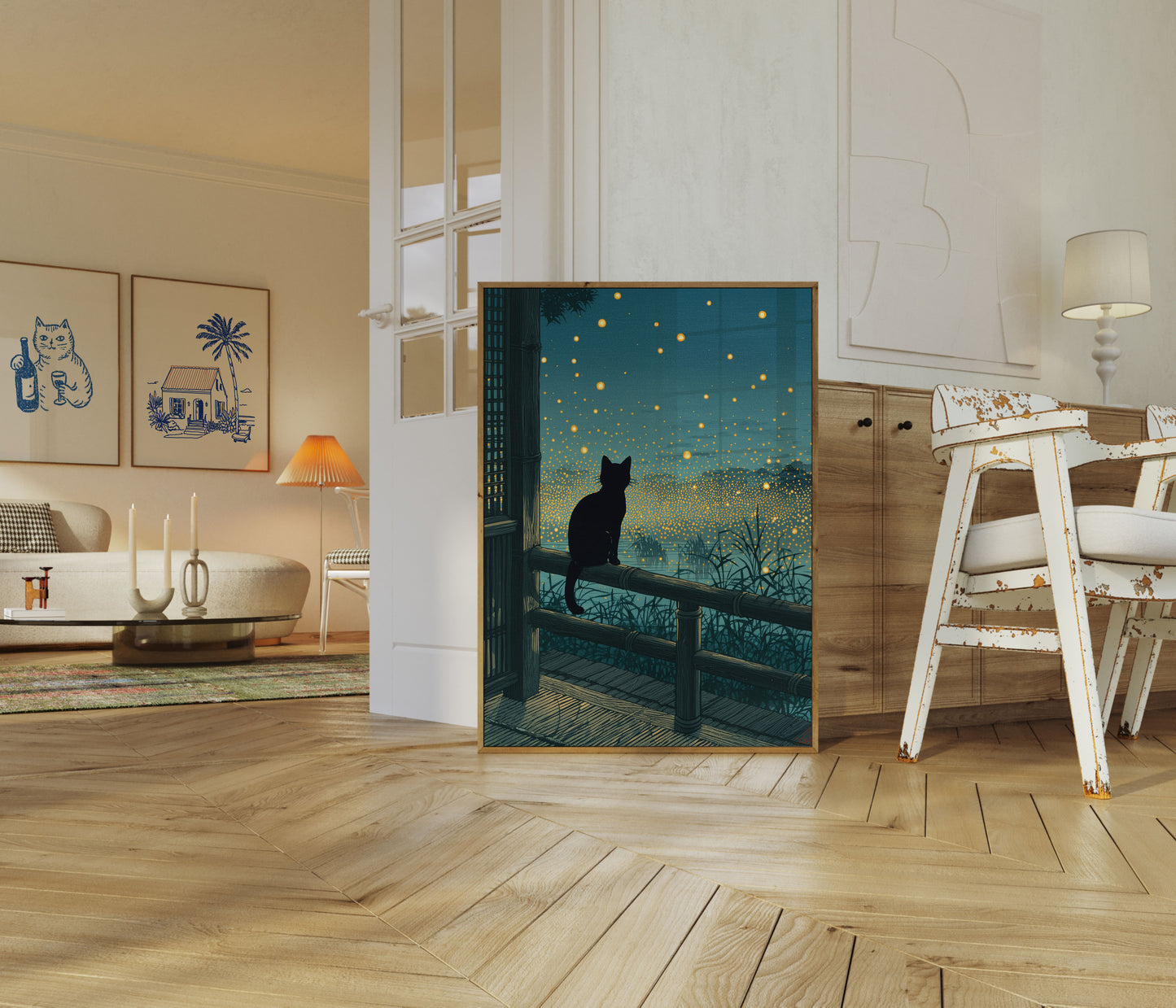 Kat stirrer på Sommerfugle Plakat