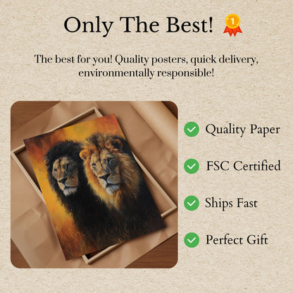 Majestic Lions Golden Hour Poster