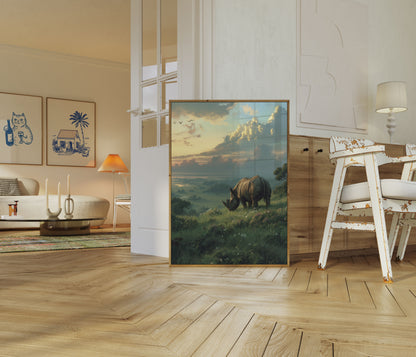 Majestic Rhino Wilderness Poster