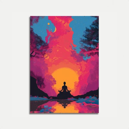 Zen Meditation Sunset Poster