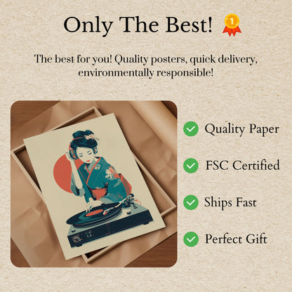 Retro Vinyl DJ Geisha Poster