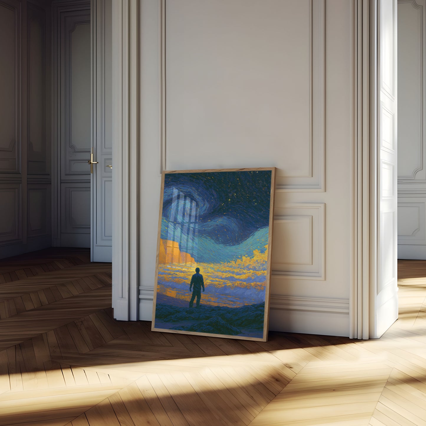Solitary Dreamer Under Starry Skies Poster
