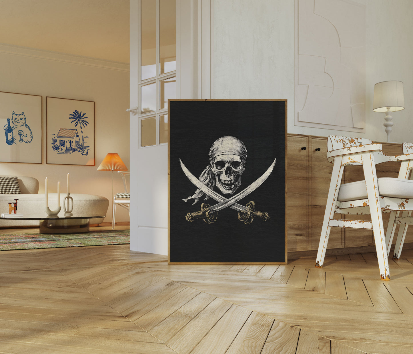 Skull and Crossed Swords Pirate Poster