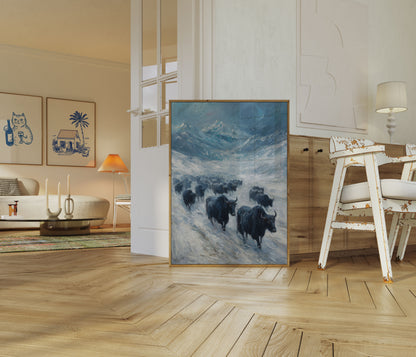 Poster di Yak nella Neve Alpina