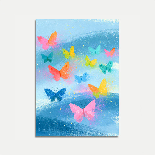 Colorful Butterflies in Flight Poster