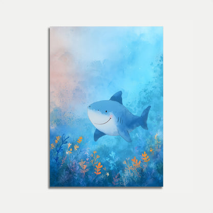 Happy Shark Ocean Underwater Poster