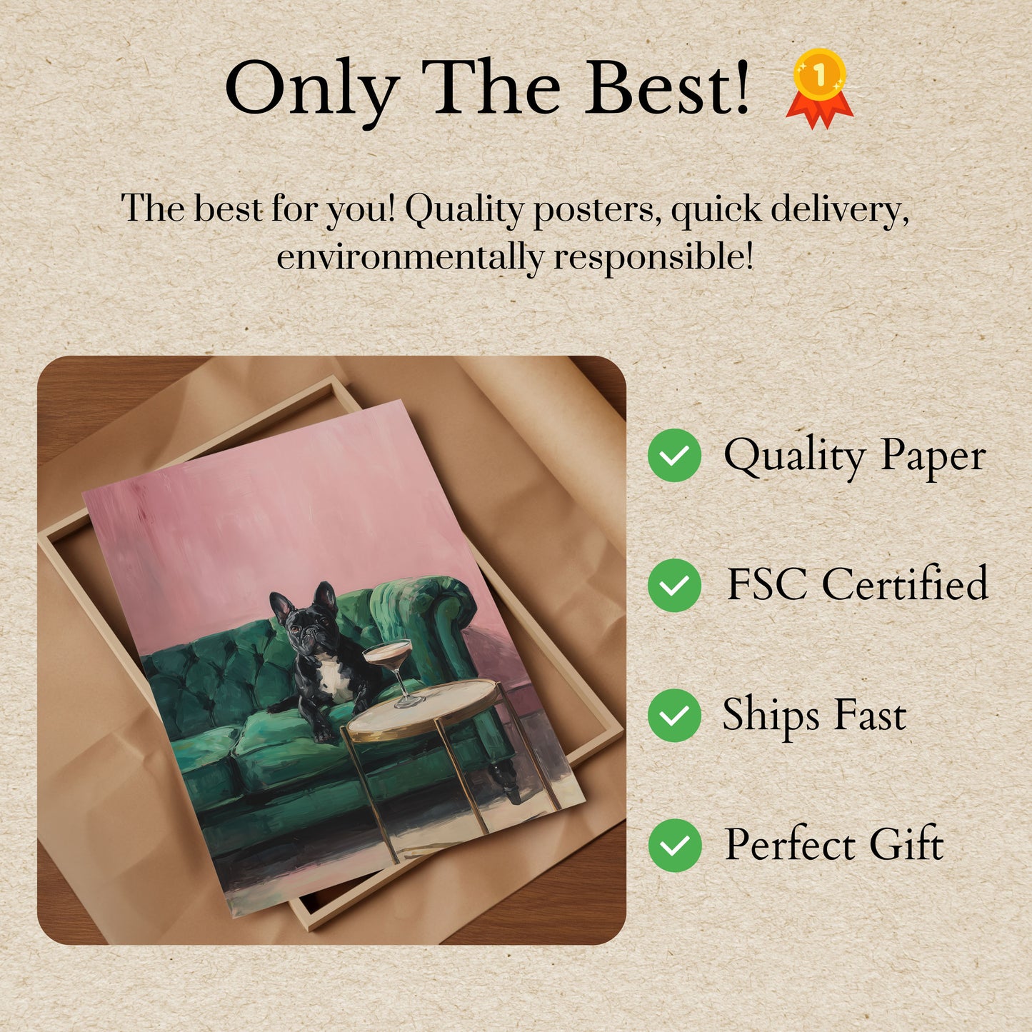 Cocktail French Bulldog Poster